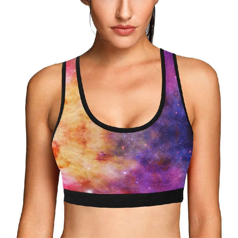 Galaxy Space Stardust Print Women Sports Bra Adjustable Back Bra