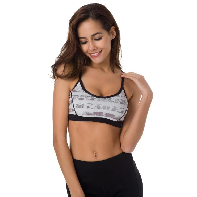 Grey Print  Sports Bra Sporty Wireless Bra