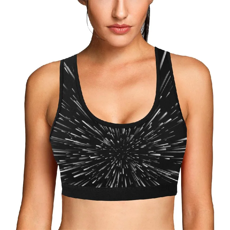 Light Speed Galaxy Space Print Women Sports Bra Comfort Fit Bralette