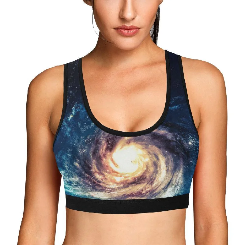 Milky Way Galaxy Space Print Women Sports Bra Sexy Lace Bralette