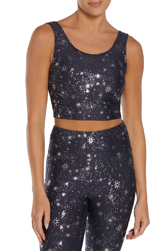 Marley Long Sports Bra - Graphite Foil Starry Night High Support Sports Bra