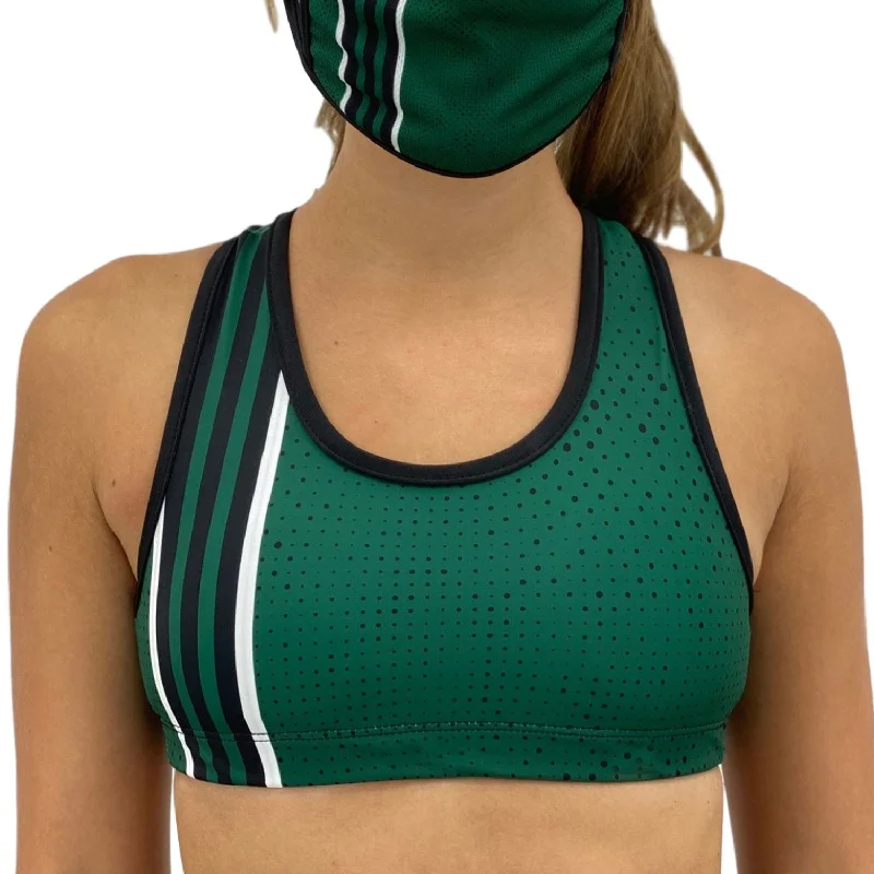 New York Green Football Sports Bra Active Support Bra