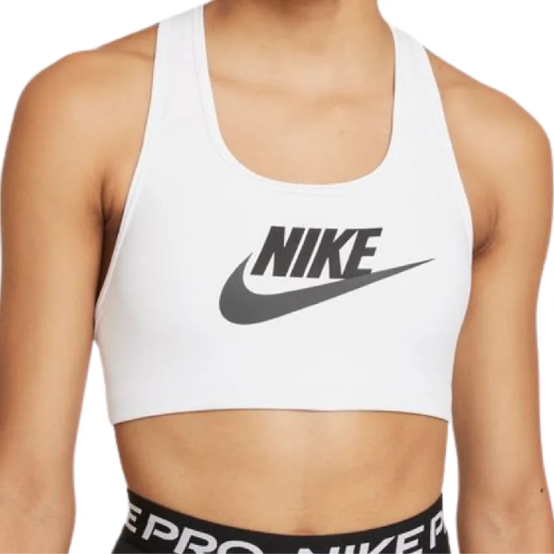 Nike Dri-FIT Swoosh Women's Medium-Support Graphic Sports Bra - White/Black/DK Smoke Grey Stylish Lace Bralette