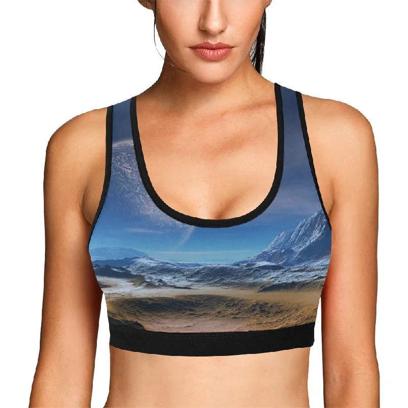 Planet Surface Galaxy Space Print Women Sports Bra Sexy Underwire Bra