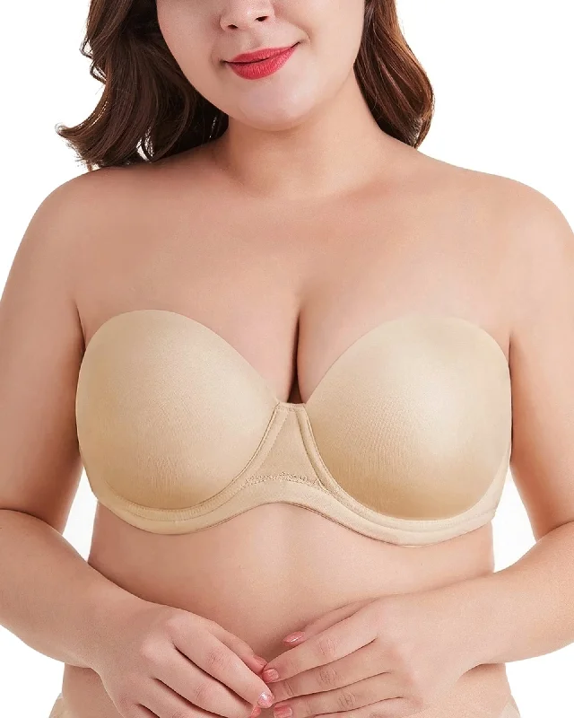 SheCurve® Plus Size Women's Underwire Contour Multiway Full Coverage Strapless Bra-BEIGE Full Coverage Bra