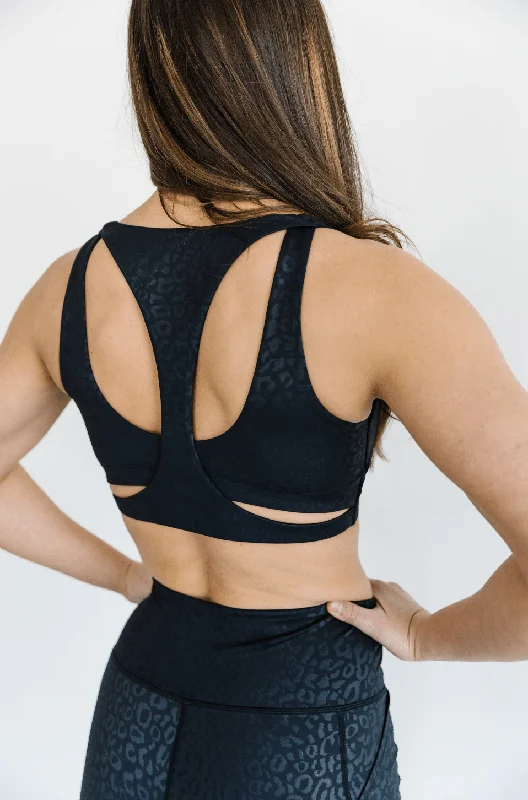 Resilience Sports Bra in Stealth Leopard Soft Cotton Bra
