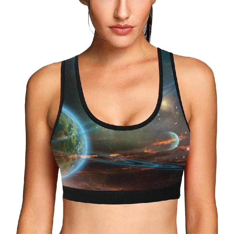 Satun Galaxy Space Print Women Sports Bra Padded Push-Up Bra