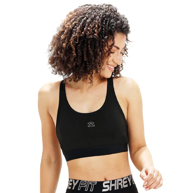 Shrey Clair Sports Bra, Black Comfortable Active Bra