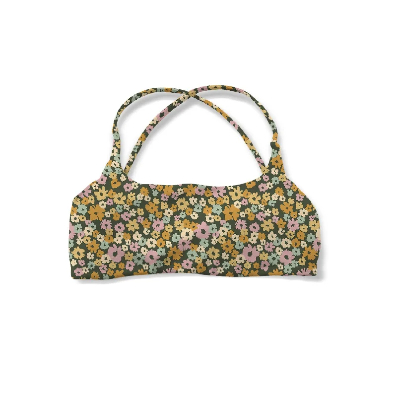 Strap Bra - Retro Floral Soft Mesh Bra