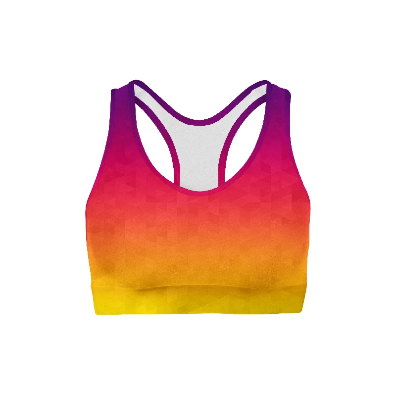 Sunset Triangles Color Back Sports Bra Active Wear Bra