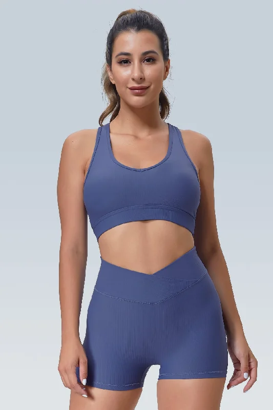 The V Ribbed Racerback Sports Bra Wireless Lace Bra
