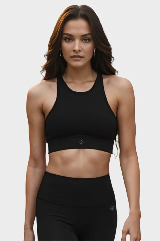 Thenx Sports Bra III - Black Elegant Satin Bralette