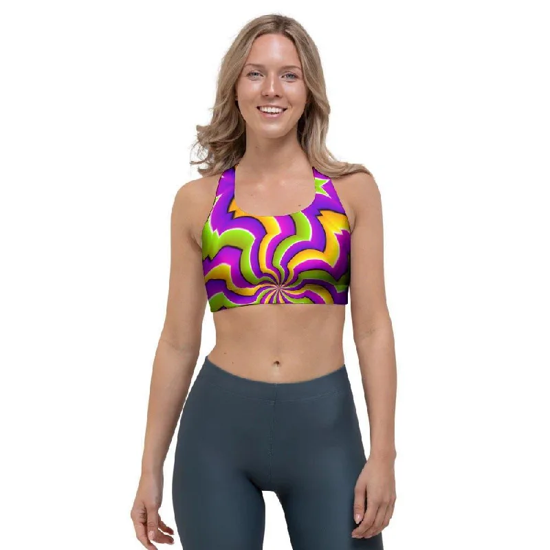Zigzag Psychedelic Optical illusion Sports Bra Sexy Mesh Bralette