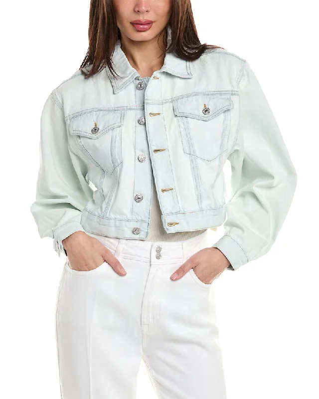 7 For All Mankind Crop Trucker Jacket Front Pockets Side Pockets Patch Pockets