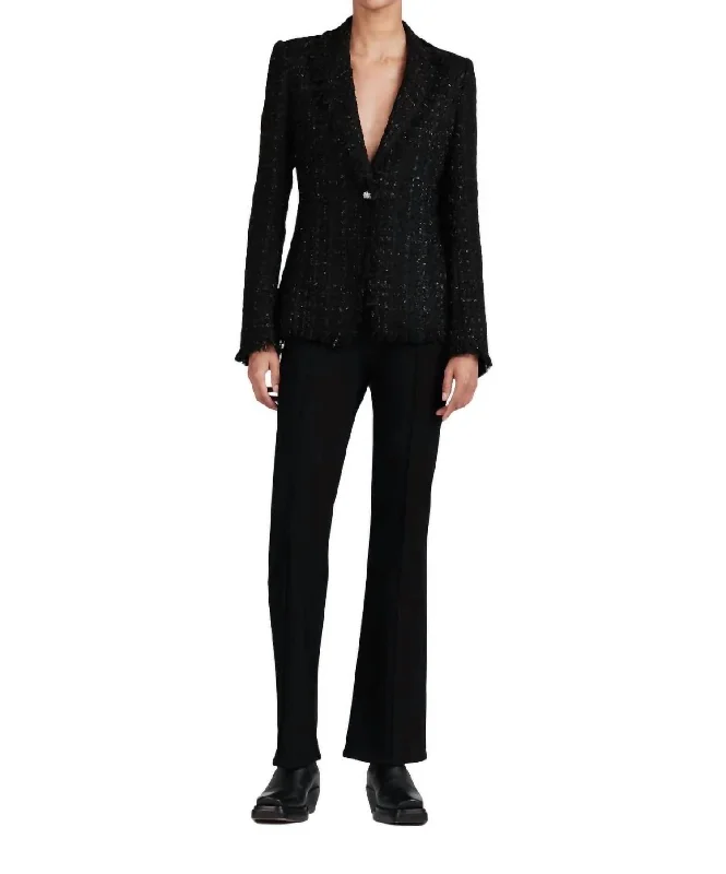Adelaide Fringe Bias Jacket In Black/silver Collared Jacket Crew Neck Jacket Turtle Neck Jacket