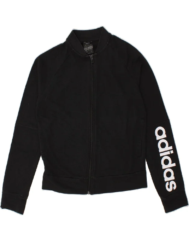 ADIDAS Womens Graphic Tracksuit Top Jacket UK 12/14 Medium Black Cotton Snapped Jacket Toggled Jacket Drawstring Jacket ADIDAS Womens Graphic Tracksuit Top Jacket UK 12/14 Medium Black Cotton Snapped Jacket Toggled Jacket Drawstring Jacket