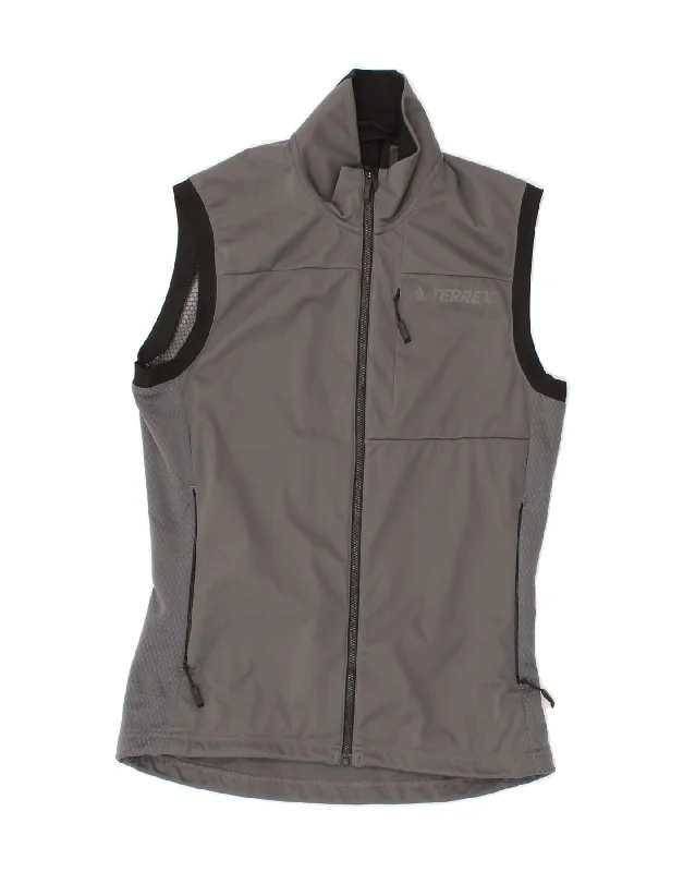 ADIDAS Womens Sleeveless Tracksuit Top Jacket UK 10 Small Grey Polyester Ribbed Jacket Pleated Jacket Ruffled Jacket ADIDAS Womens Sleeveless Tracksuit Top Jacket UK 10 Small Grey Polyester Ribbed Jacket Pleated Jacket Ruffled Jacket