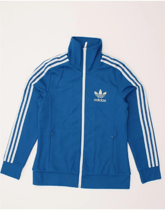 ADIDAS Womens Tracksuit Top Jacket IT 40 Small Blue Polyester A-Line Jacket Boat Neck Shawl Collar ADIDAS Womens Tracksuit Top Jacket IT 40 Small Blue Polyester A-Line Jacket Boat Neck Shawl Collar