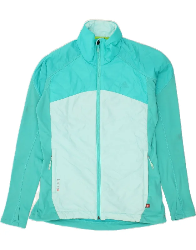 ADIDAS Womens Tracksuit Top Jacket UK 16 Large Turquoise Polyester Notch Collar Peter Pan Collar Cowl Neck ADIDAS Womens Tracksuit Top Jacket UK 16 Large Turquoise Polyester Notch Collar Peter Pan Collar Cowl Neck
