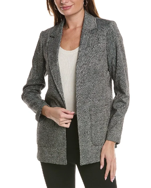 Anne Klein Notch Collar Jacket Herringbone Jacket Checkered Jacket Solid Jacket
