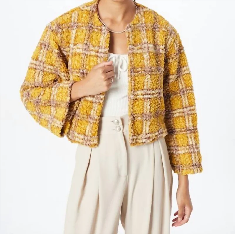 Arlene Plaid Jacket In Mustard Oversized Jacket Tailored Jacket Straight Jacket