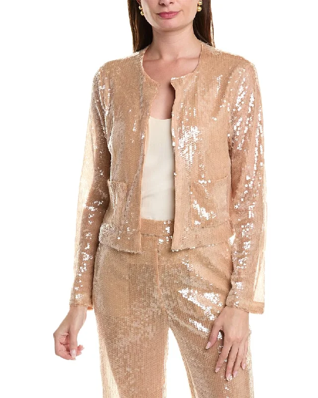BCBGMAXAZRIA Sequin Jacket Satin Fabric Silk Fabric Chiffon Fabric