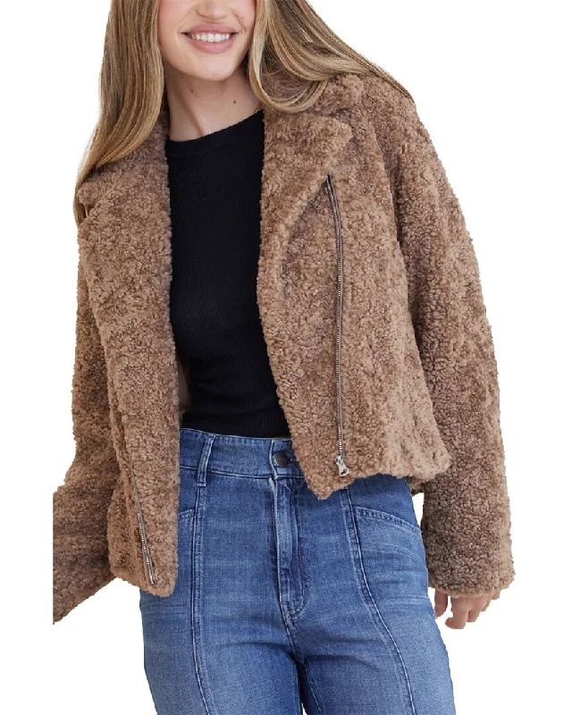 Bella Dahl Teddy Moto Jacket Faux Fur Jacket Real Fur Jacket Shearling Jacket