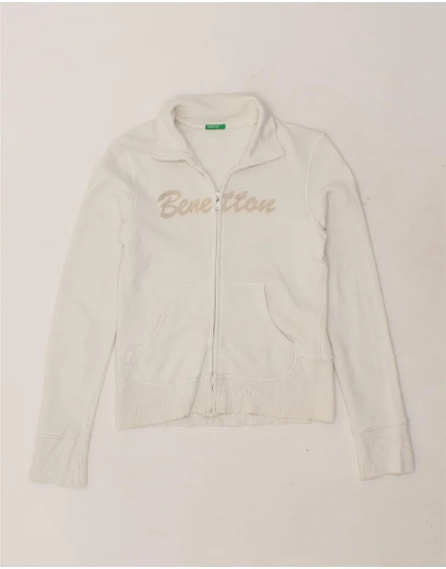 BENETTON Womens Graphic Tracksuit Top Jacket UK 10 Small White Satin Jacket Silk Jacket Chiffon Jacket BENETTON Womens Graphic Tracksuit Top Jacket UK 10 Small White Satin Jacket Silk Jacket Chiffon Jacket