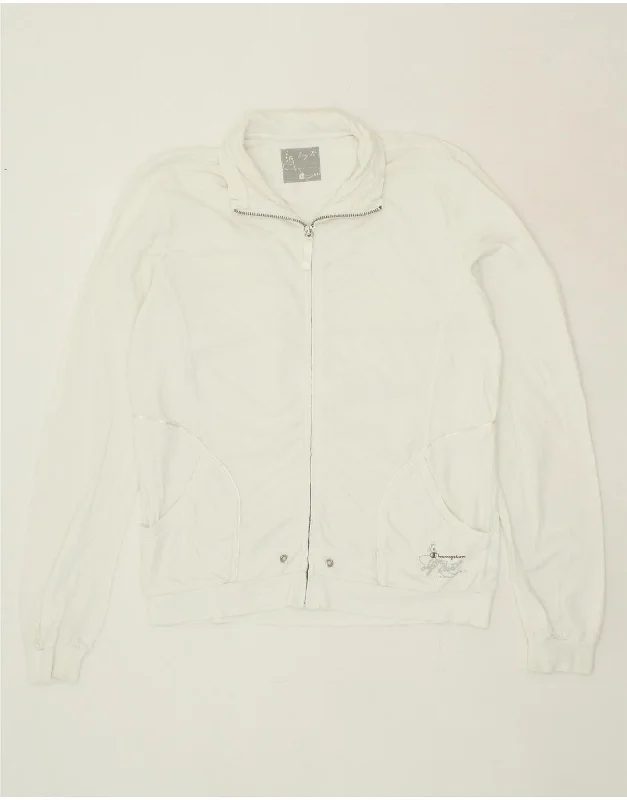 CHAMPION Womens Easy Fit Tracksuit Top Jacket UK 14 Medium White Cotton Collared Jacket Crew Neck Jacket Turtle Neck Jacket CHAMPION Womens Easy Fit Tracksuit Top Jacket UK 14 Medium White Cotton Collared Jacket Crew Neck Jacket Turtle Neck Jacket