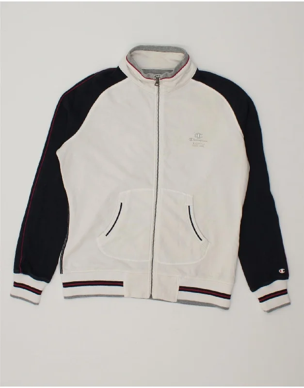 CHAMPION Womens Heritage Fit Tracksuit Top Jacket UK 16 Large White Knit Fabric Woven Fabric Fleece Fabric CHAMPION Womens Heritage Fit Tracksuit Top Jacket UK 16 Large White Knit Fabric Woven Fabric Fleece Fabric