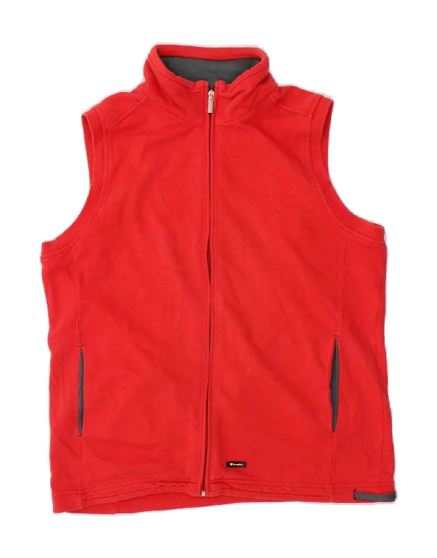 CHAMPION Womens Sleeveless Tracksuit Top Jacket UK 18 XL Red Cotton Front Pockets Side Pockets Patch Pockets CHAMPION Womens Sleeveless Tracksuit Top Jacket UK 18 XL Red Cotton Front Pockets Side Pockets Patch Pockets