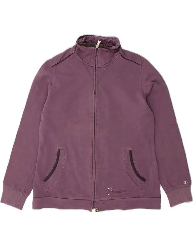 CHAMPION Womens Tracksuit Top Jacket UK 14 Medium Purple Cotton Faux Fur Jacket Real Fur Jacket Shearling Jacket CHAMPION Womens Tracksuit Top Jacket UK 14 Medium Purple Cotton Faux Fur Jacket Real Fur Jacket Shearling Jacket