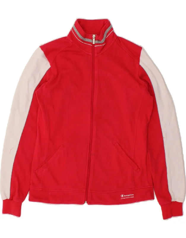 CHAMPION Womens Tracksuit Top Jacket UK 14 Medium Red Colourblock Cotton Cotton Jacket Linen Jacket Terry Jacket CHAMPION Womens Tracksuit Top Jacket UK 14 Medium Red Colourblock Cotton Cotton Jacket Linen Jacket Terry Jacket