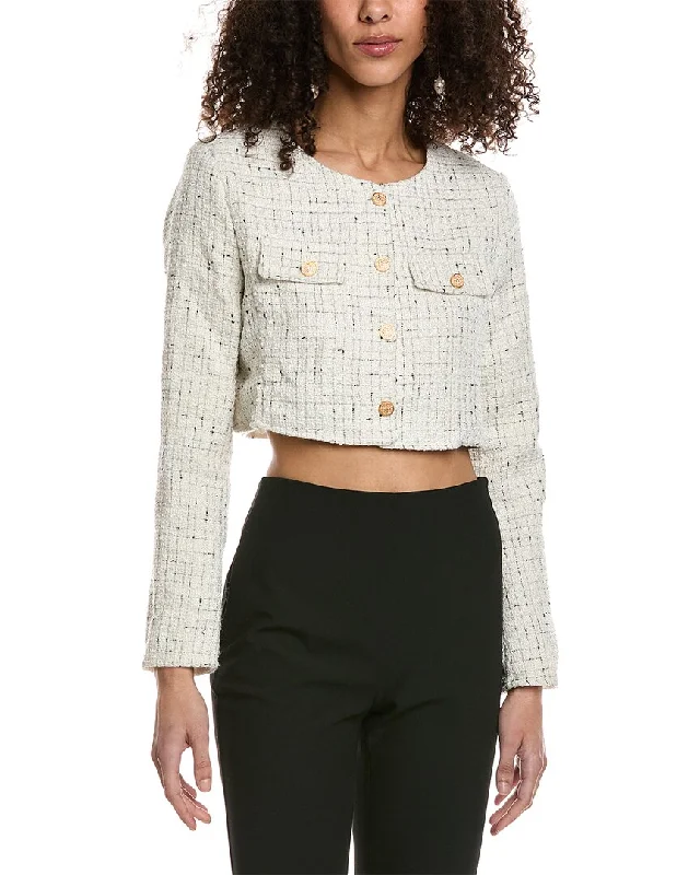 Colette Rose Tweed Jacket Zip Front Button Front Snap Front