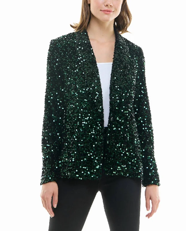 Dani Velvet Sequin Jacket In Emerald Notch Collar Jacket Peter Pan Collar Jacket Cowl Neck Jacket Dani Velvet Sequin Jacket In Emerald Notch Collar Jacket Peter Pan Collar Jacket Cowl Neck Jacket