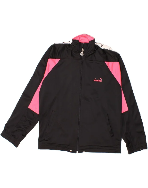 DIADORA Womens Tracksuit Top Jacket UK 20 2XL Black Colourblock Polyester Elasticated Jacket Padded Jacket Insulated Jacket DIADORA Womens Tracksuit Top Jacket UK 20 2XL Black Colourblock Polyester Elasticated Jacket Padded Jacket Insulated Jacket