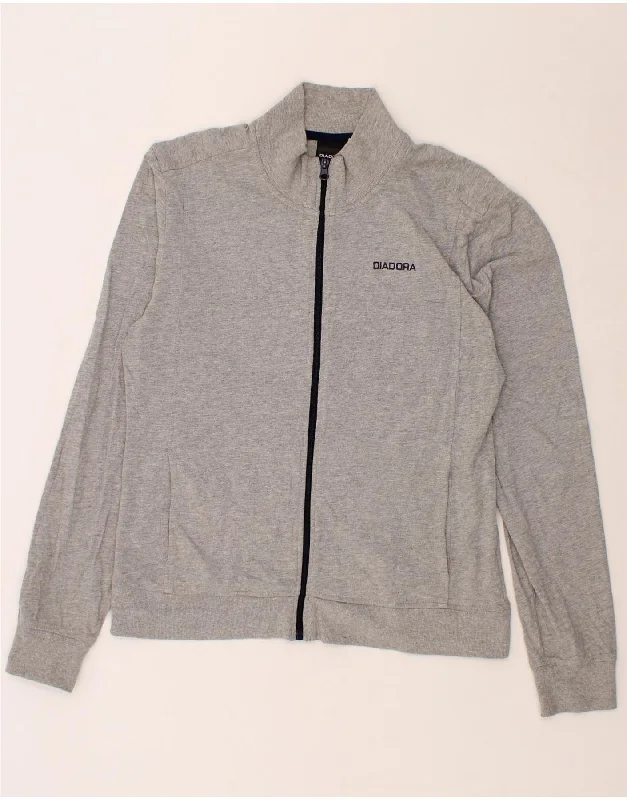 DIADORA Womens Tracksuit Top Jacket UK 20 2XL Grey Cotton Denim Fabric Leather Fabric Suede Fabric DIADORA Womens Tracksuit Top Jacket UK 20 2XL Grey Cotton Denim Fabric Leather Fabric Suede Fabric