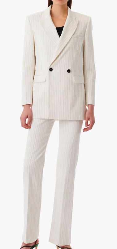 Edda Striped Suit Jacket In Off White/black Faux Fur Jacket Real Fur Jacket Shearling Jacket Edda Striped Suit Jacket In Off White/black Faux Fur Jacket Real Fur Jacket Shearling Jacket