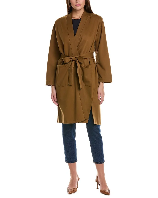 EILEEN FISHER Duster Jacket Front Pockets Side Pockets Patch Pockets