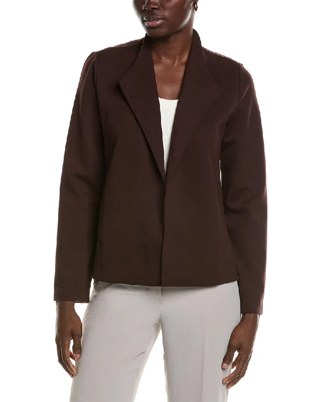 EILEEN FISHER High Collar Jacket Zippered Front Buttoned Front Snap Front