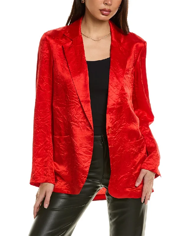 Equipment Eliette Silk-Blend Jacket Zip Front Button Front Snap Front