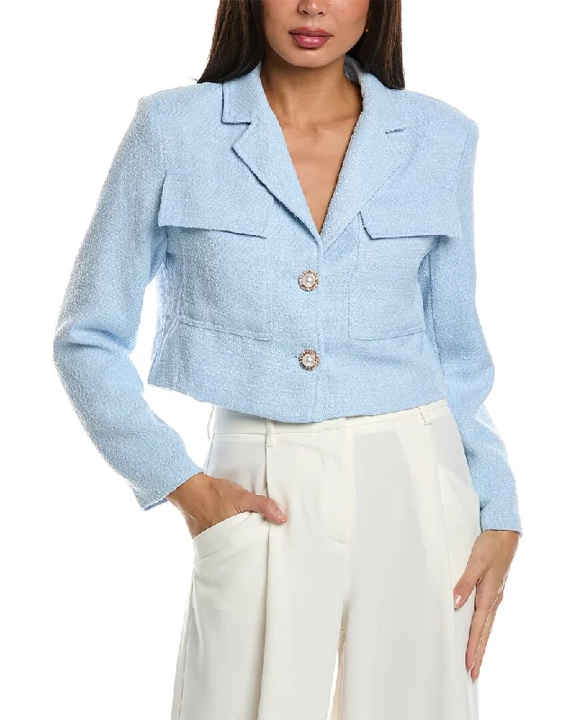 Gracia Tweed Crop Jacket Tiered Jacket Buttoned Jacket Zippered Jacket