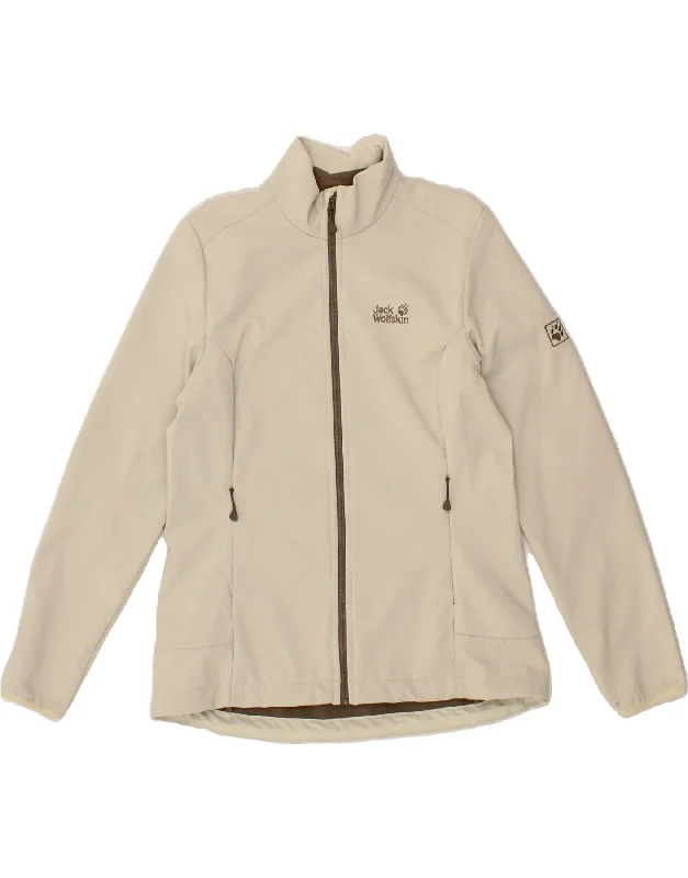 JACK WOLFSKIN Womens Tracksuit Top Jacket UK 16 Large Beige Polyester Ribbed Jacket Pleated Jacket Ruffled Jacket JACK WOLFSKIN Womens Tracksuit Top Jacket UK 16 Large Beige Polyester Ribbed Jacket Pleated Jacket Ruffled Jacket