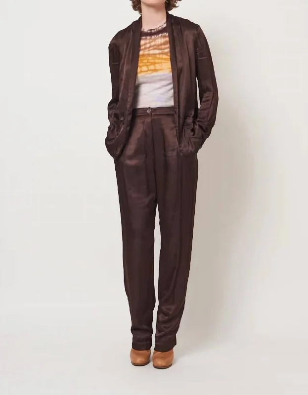 Jai Jacket In Chocolate Cotton Fabric Linen Fabric Terry Fabric