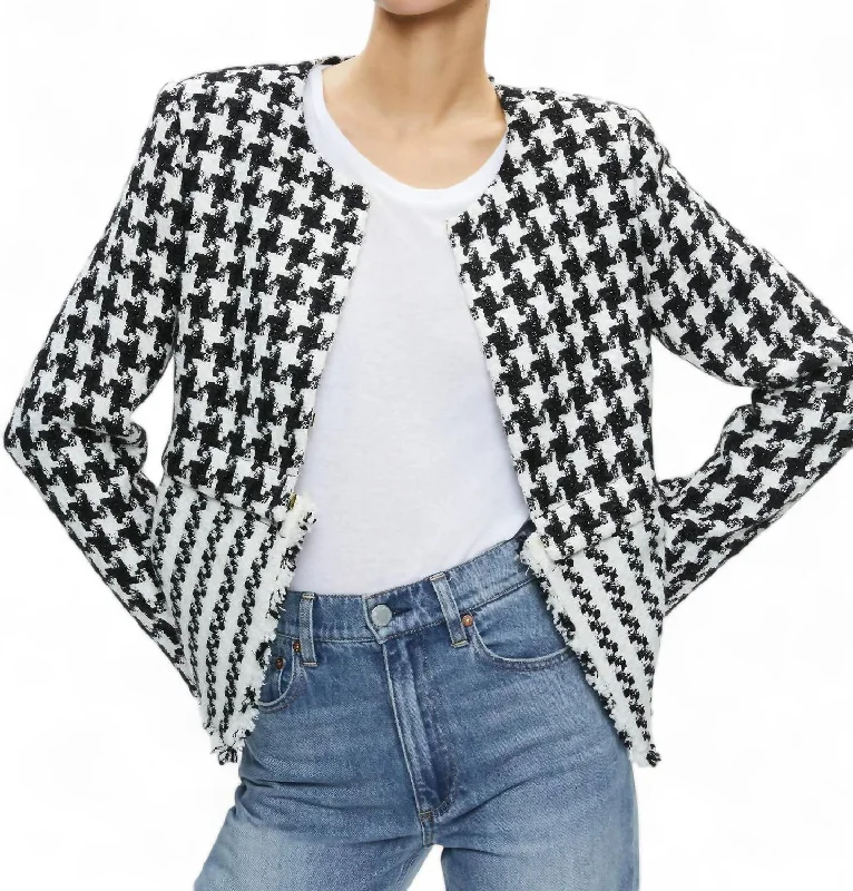 Kidman Two-Fer Boxy Raw Edge Jacket In Black/off White Jacket Blazer Coat