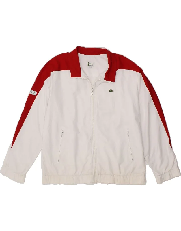 LACOSTE Womens Tracksuit Top Jacket Size 40 Medium White Colourblock Cotton Fabric Linen Fabric Terry Fabric LACOSTE Womens Tracksuit Top Jacket Size 40 Medium White Colourblock Cotton Fabric Linen Fabric Terry Fabric