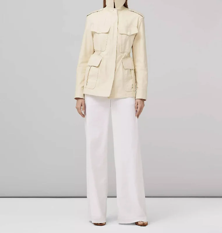 Lorenz Military Jacket In Ecru Notch Collar Jacket Peter Pan Collar Jacket Cowl Neck Jacket Lorenz Military Jacket In Ecru Notch Collar Jacket Peter Pan Collar Jacket Cowl Neck Jacket