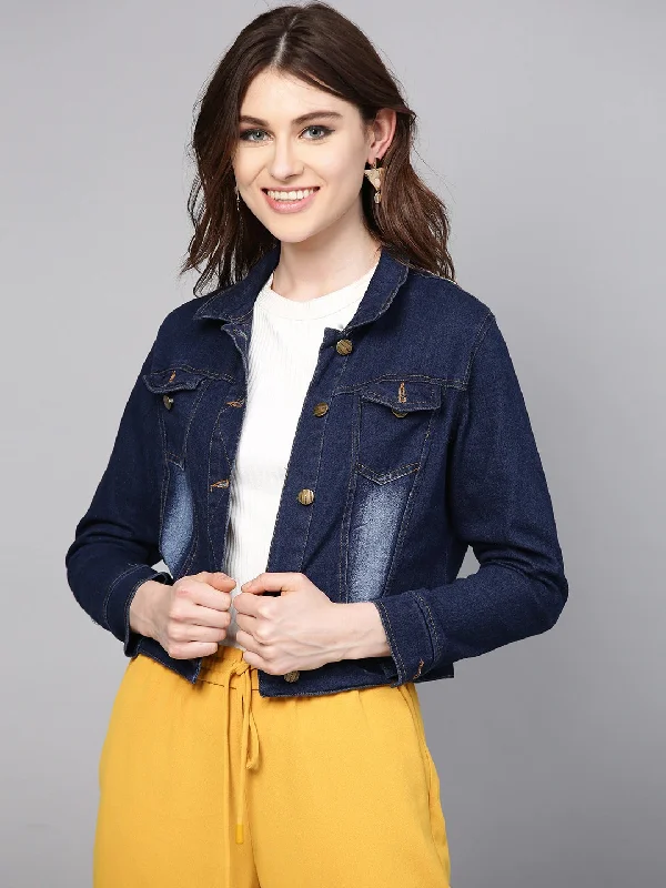 Women'S Navy Blue Washed Denim Jacket 2 Plaid Jacket Tartan Jacket Houndstooth Jacket Women'S Navy Blue Washed Denim Jacket 2 Plaid Jacket Tartan Jacket Houndstooth Jacket