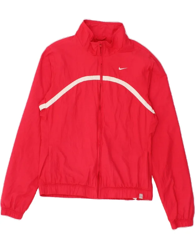 NIKE Womens Tracksuit Top Jacket UK 12 Medium Red Polyester Front Pockets Side Pockets Patch Pockets NIKE Womens Tracksuit Top Jacket UK 12 Medium Red Polyester Front Pockets Side Pockets Patch Pockets