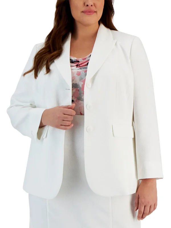 Plus Womens Office Career Suit Jacket Ribbed Jacket Pleated Jacket Ruffled Jacket